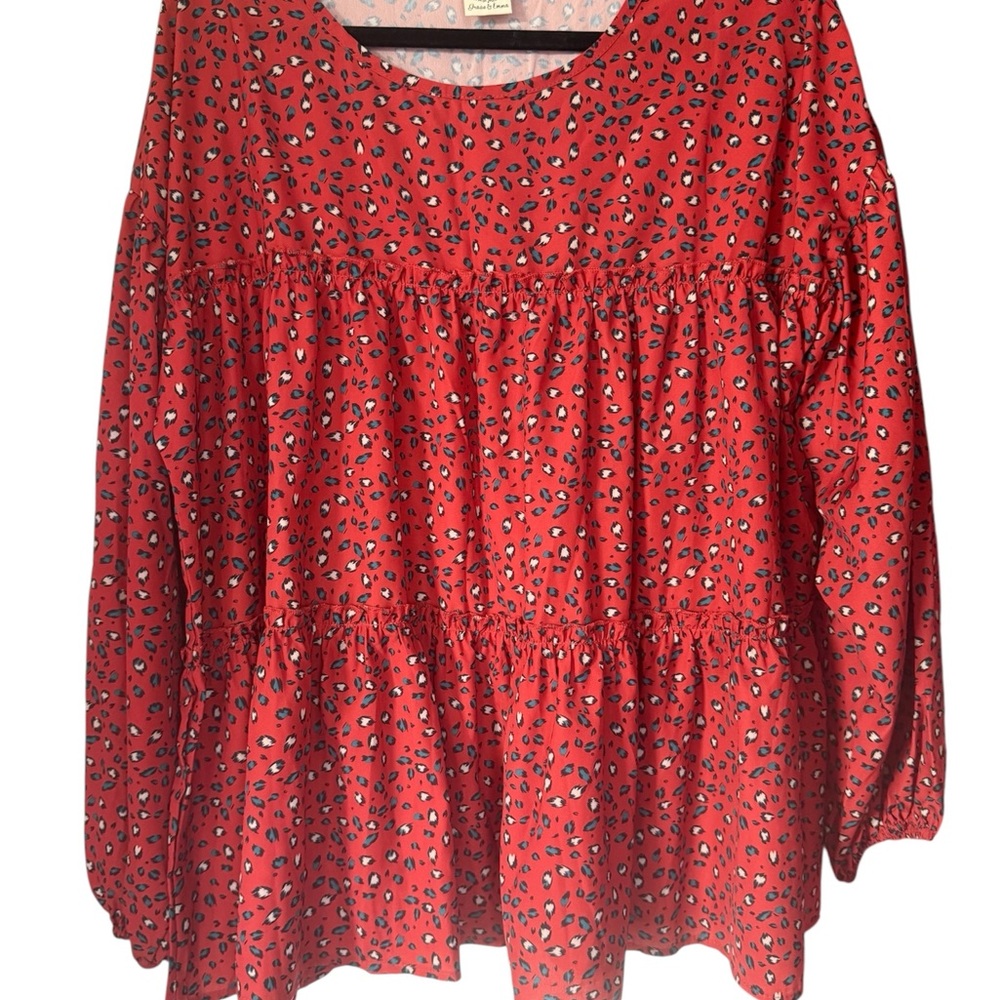 NWOT Red Rust Leopard Print Women's Top